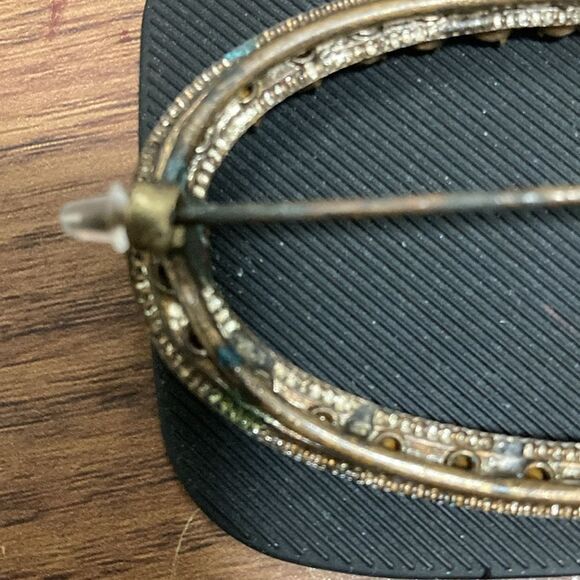 Vintage Antique Art Deco Rhinestone Oval Brooch with Pin C Clasp. - Picture 6 of 6